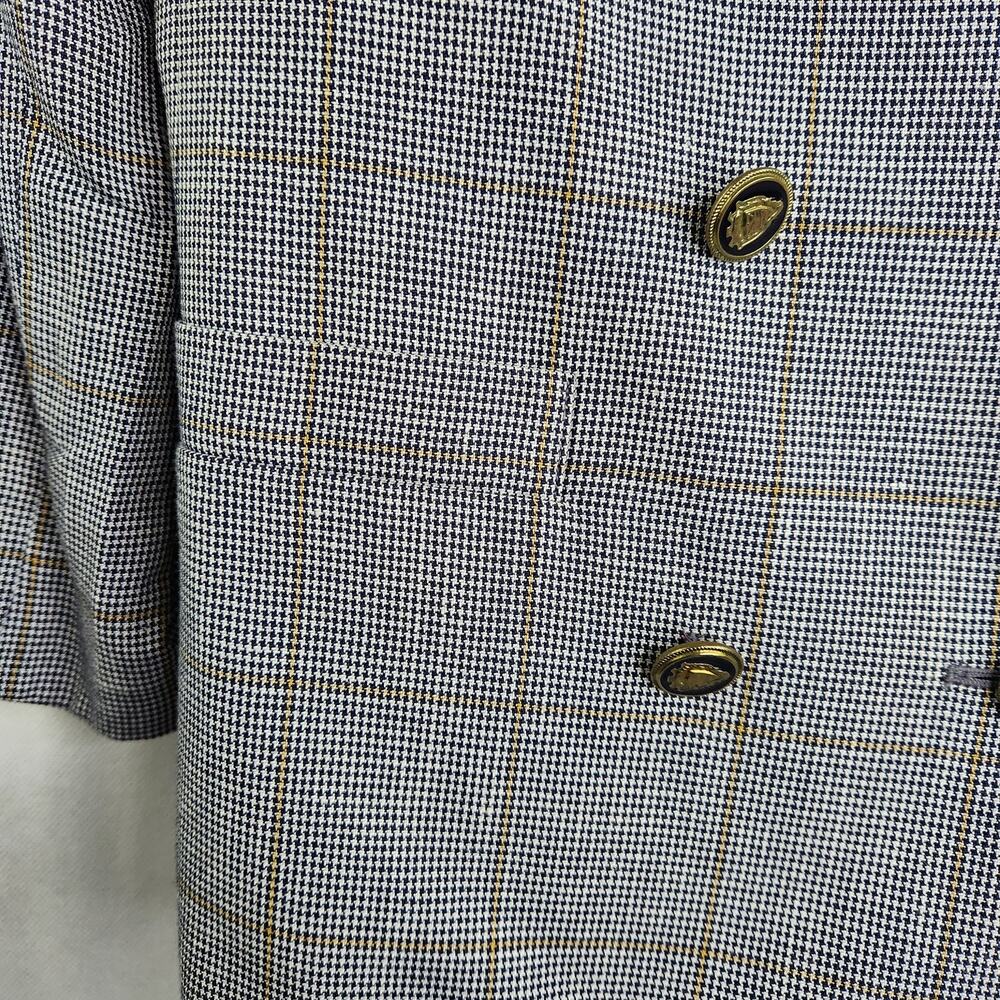 Vintage Stirling Cooper Glen Plaid Blazer Women's 10 Petite Gray Double Breasted - Picture 7 of 12